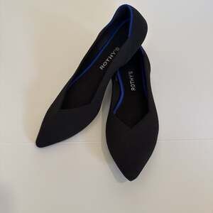 Rothy's Black Flats with Blue Trim